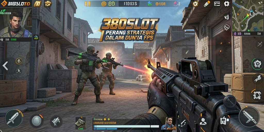 Screenshot 380SLOT menampilkan aksi mendebarkan dalam gameplay FPS.