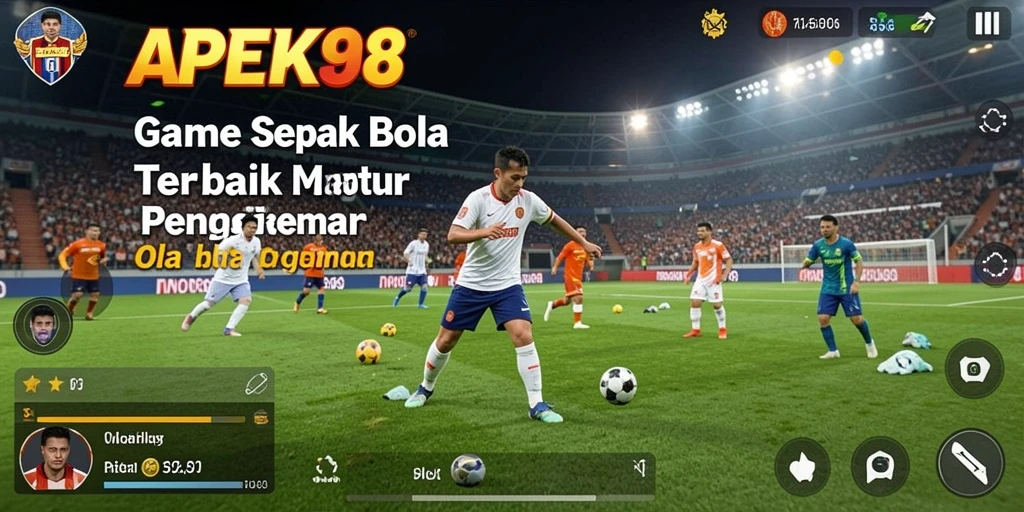 Screenshot gameplay APEK88 yang menampilkan pertandingan sepak bola yang intens.