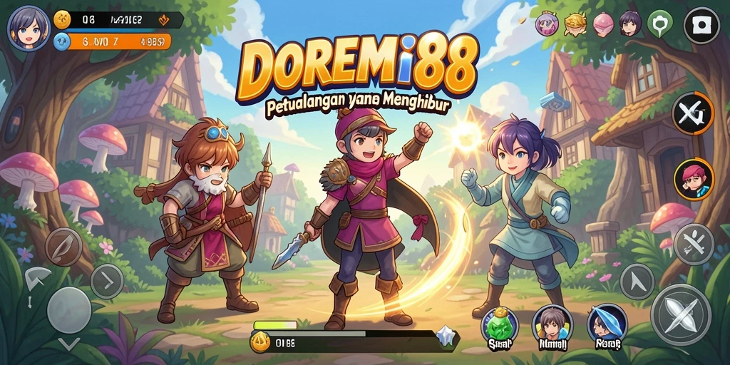 Tampilan gameplay DOREMI88 dengan karakter anime yang penuh warna.