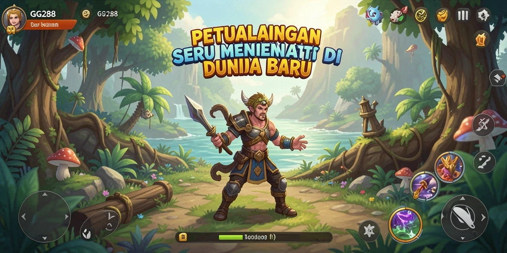 Screenshot menampilkan karakter utama dalam perjalanan petualangan yang menantang.