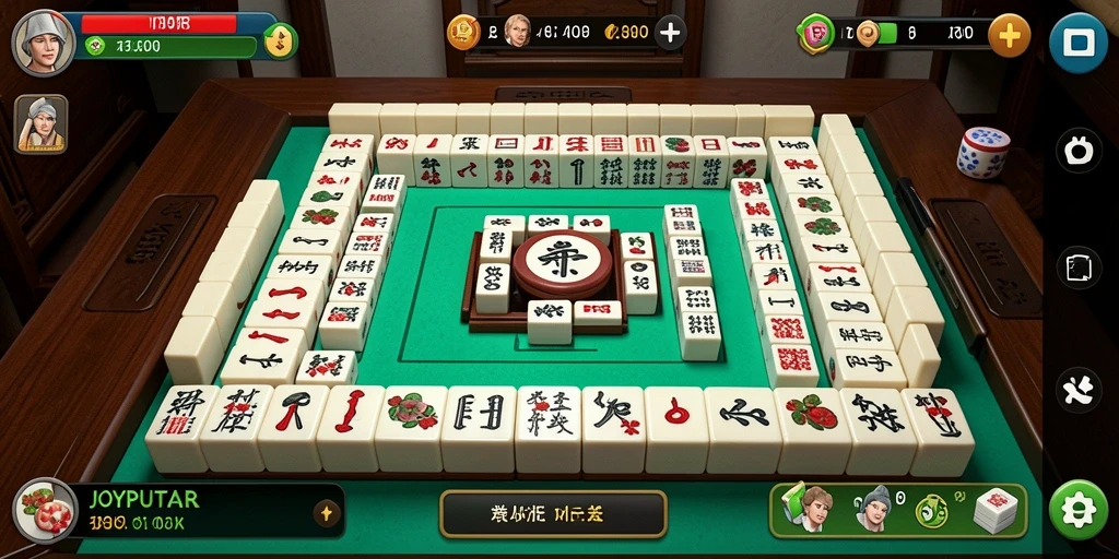 Tampilan screenshot gameplay JOYPUTAR yang menampilkan ubin Mahjong yang menarik.