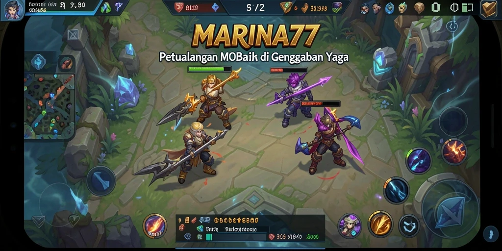Tangkapan layar utama MARINA77 menampilkan pertempuran seru dalam game MOBA.