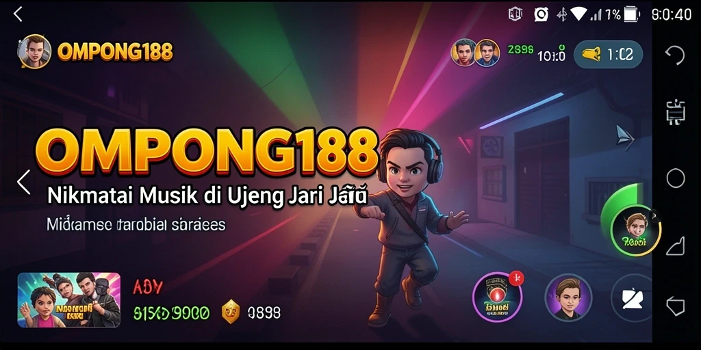 Screenshot OMPONG188 menunjukkan pengguna bernyanyi dengan lirik di layar.