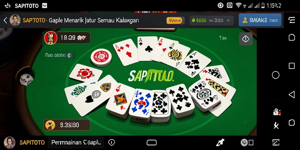 Tampilan gameplay SAPITOTO dengan pemain yang asyik bermain Gaple.