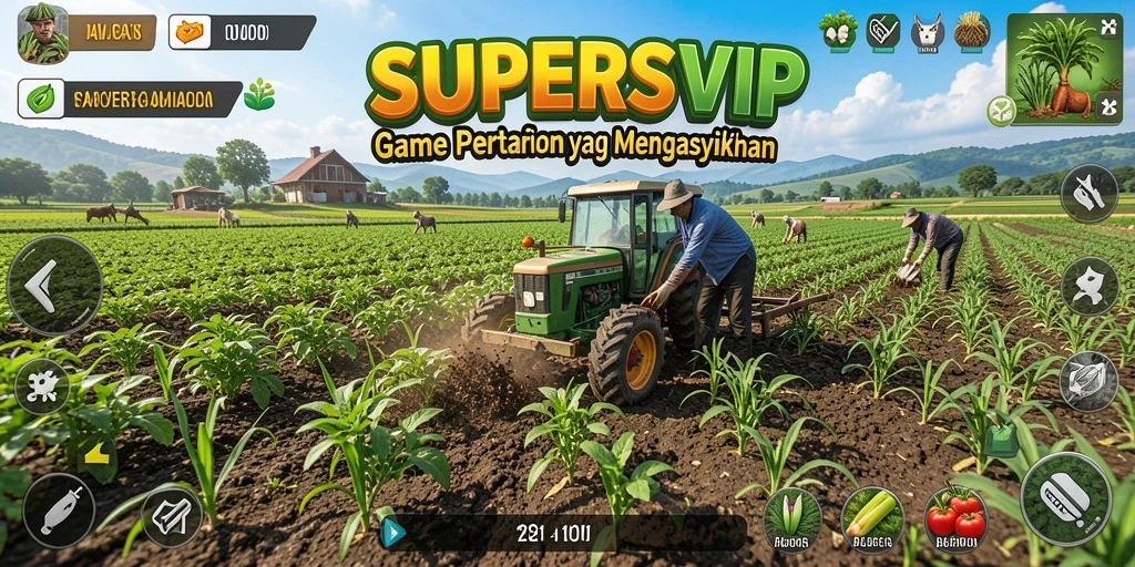 Tampilan gameplay pertanian yang memukau dalam SUPERSVIP.